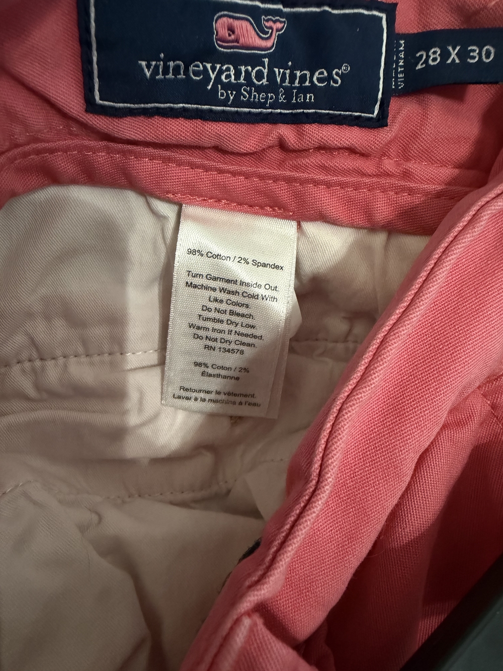 Vineyard Vines Breaker Pants Mens 28x30 Pink Slim Fit Stretch Chino Casual Prepp - Picture 4 of 4